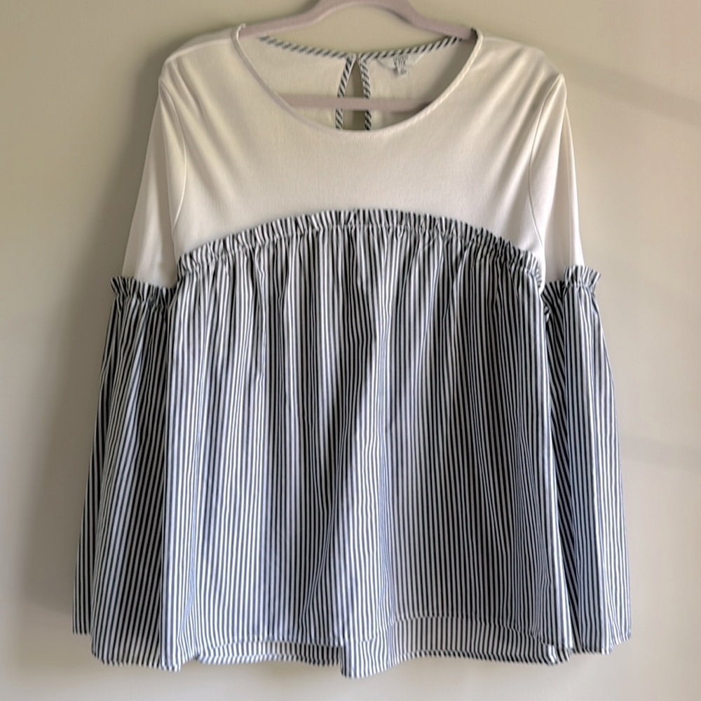 Crown & Ivy Mixed Media Blouse.